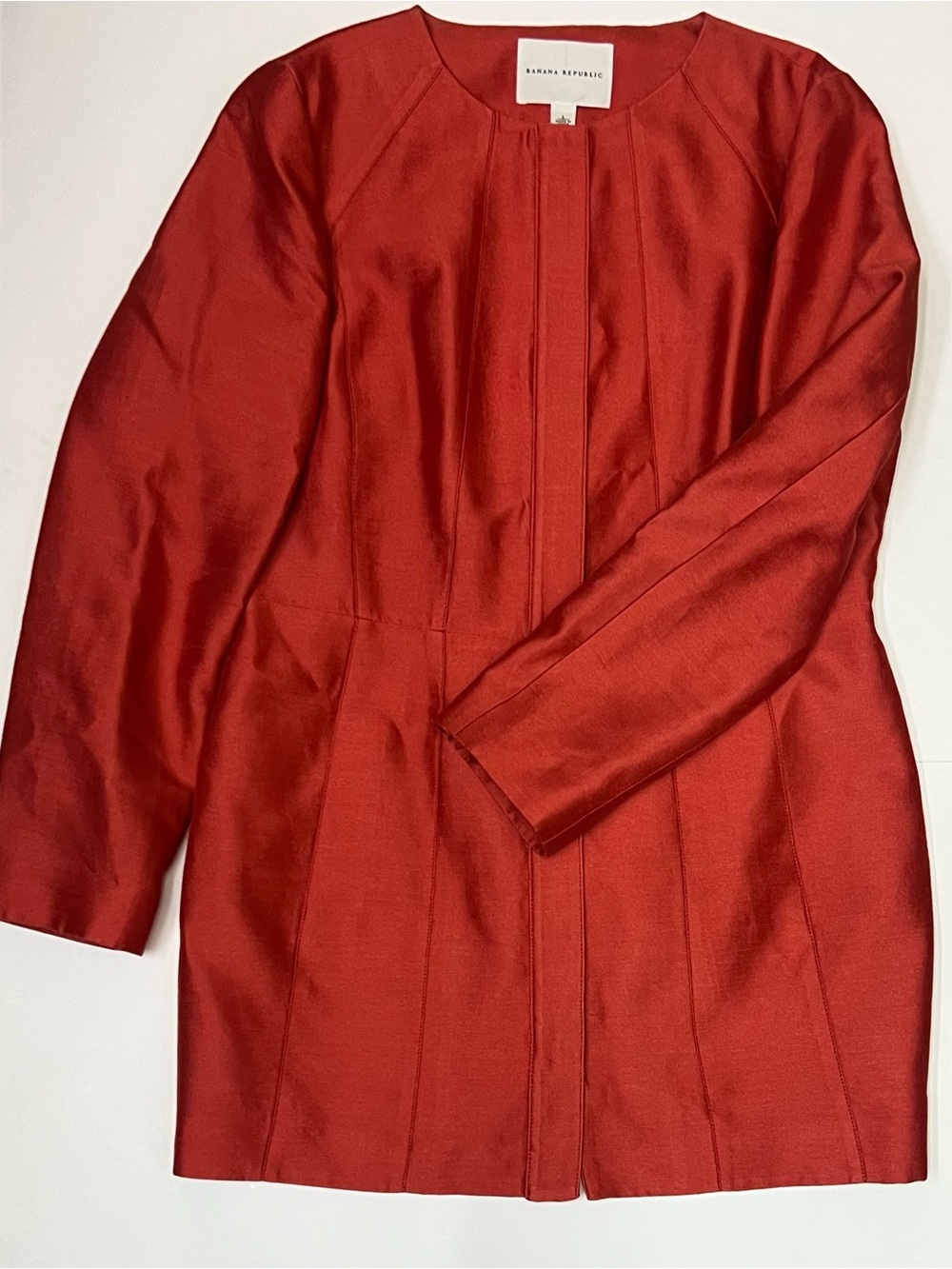 Banana Republic Collarless Silk-Cotton Blend Tunic Coat size L